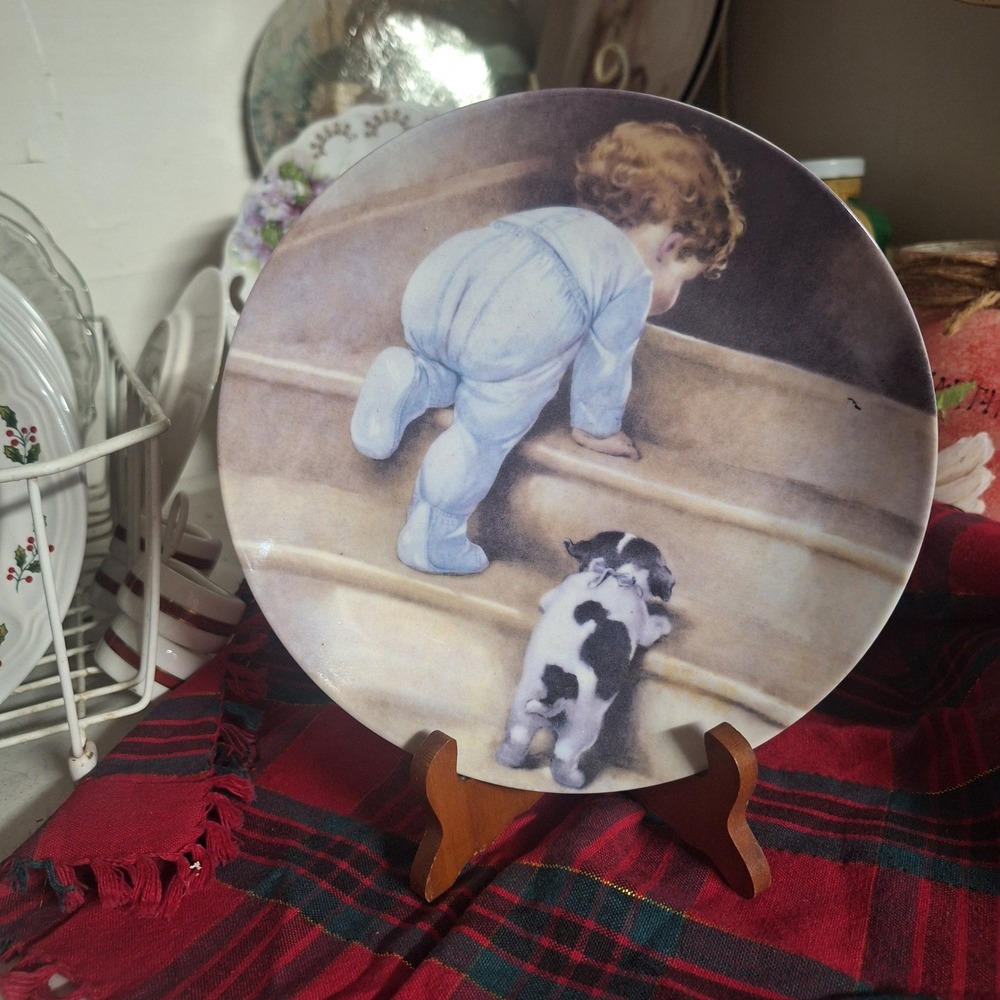 A Special Place Nitey Nite Collector Plate 2004 Toddler Puppy 102603 Blue White